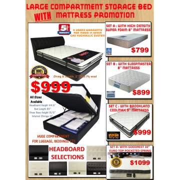 Storage Bed with Mattress Promotion (All Sizes)